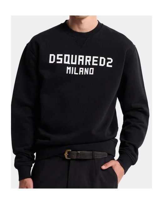 DSquared² Black Milano Cool Fit Crewneck Sweatshirt for men