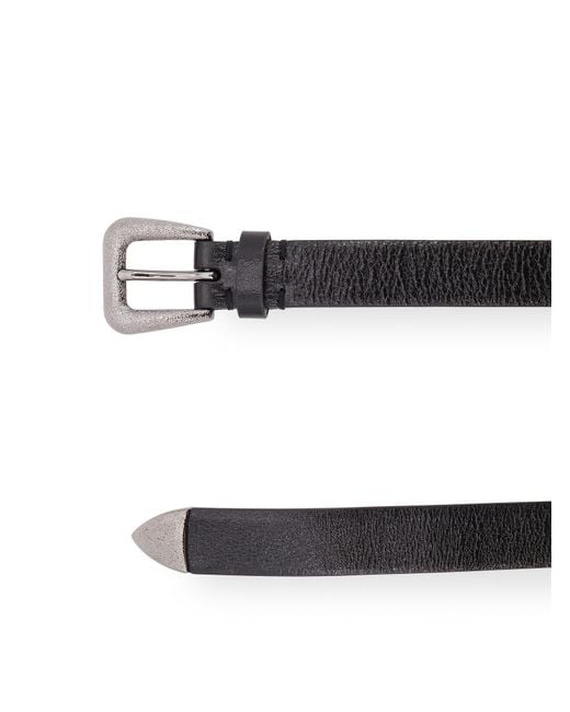 Brunello Cucinelli White Metal-Buckle Leather Belt