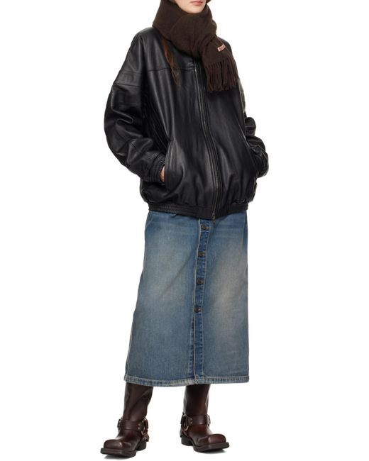 Acne Brown Logo Patch Fringed Edge Scarf for men