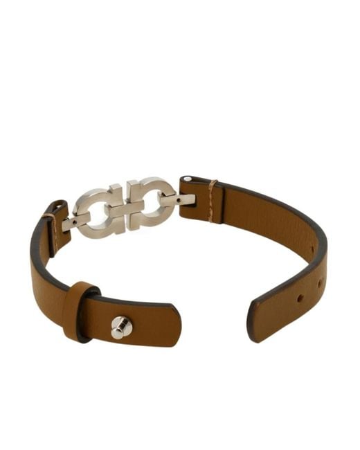 Ferragamo Brown Ferragamo Double Gancini Bracelet for men