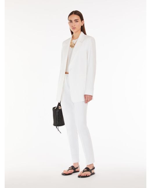 Max Mara White Studio High Waist Straight Leg Trousers