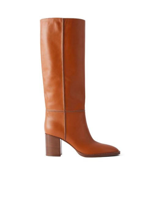 Gianvito Rossi Brown Solid Leather Knee Boots