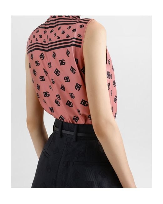Dolce & Gabbana Red Logo-Print Blouse