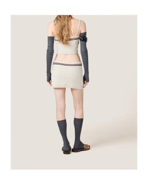 Miu Miu Metallic Cotton Knit Miniskirt