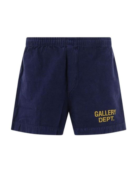 GALLERY DEPT. Blue Logo-Print Deck Shorts for men