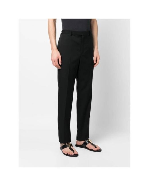 Saint Laurent Black Button Detailed Straight Leg Trousers for men