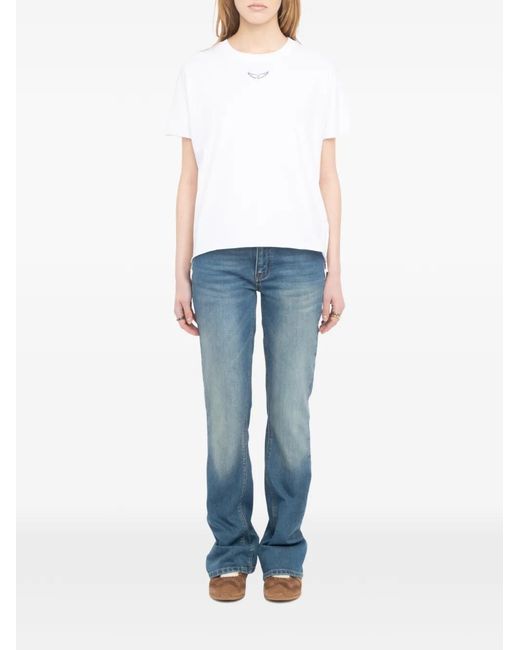 Zadig & Voltaire White Tommer Graphic-Print Rhinestone-Embellished T-Shirt