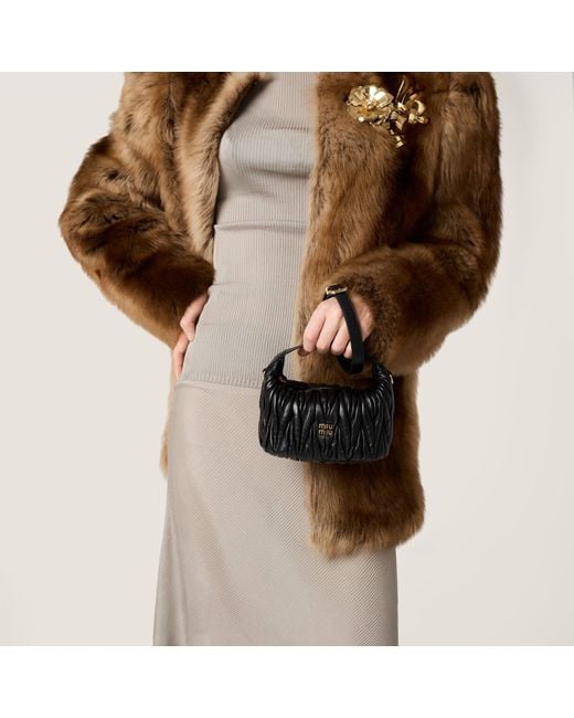 Miu Miu Black Pochette En Cuir Nappa Matelassé