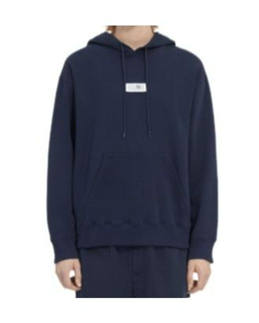 MM6 by Maison Margiela Blue Unbrushed Cotton Hoodie for men