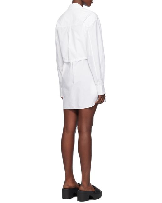 T By Alexander Wang White Layered Mini Shirtdress