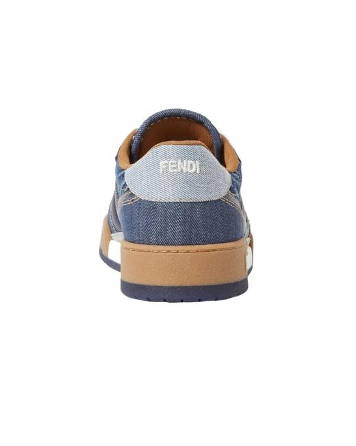 Fendi Blue Match Low-Top Sneakers for men