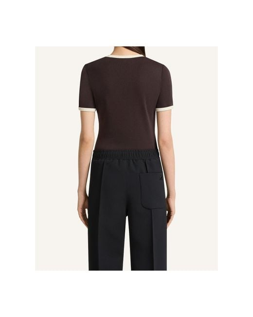 Courreges Brown Courrèges Cut-Out Contrast T-Shirt