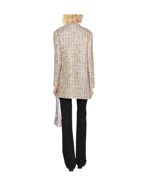 Giambattista Valli Natural Long-Sleeved Tweed Coat