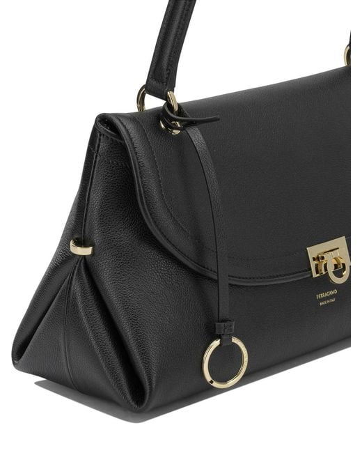 Ferragamo Black Medium 'Gancini' Shoulder Bag