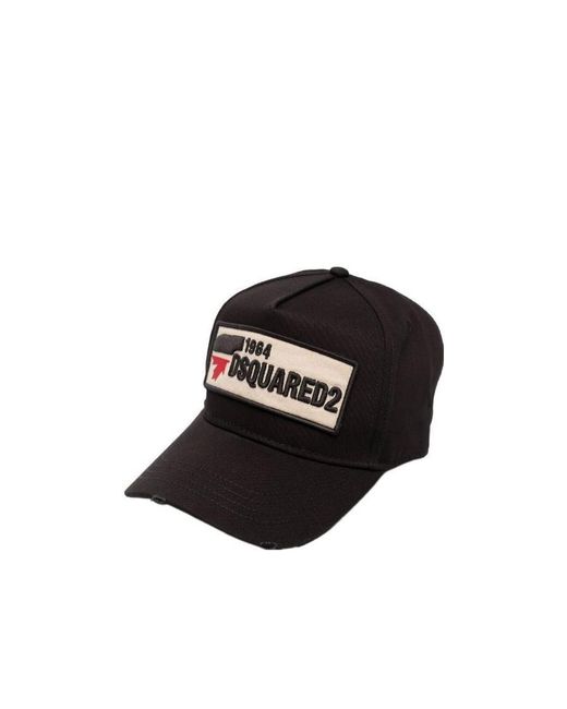 DSquared² Black Logo-Patch Baseball Cap for men