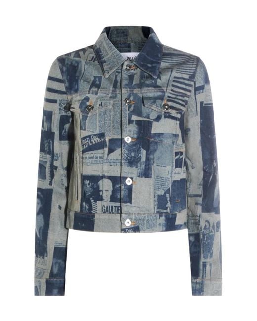 Jean Paul Gaultier Blue Newspaper Printed Jacket