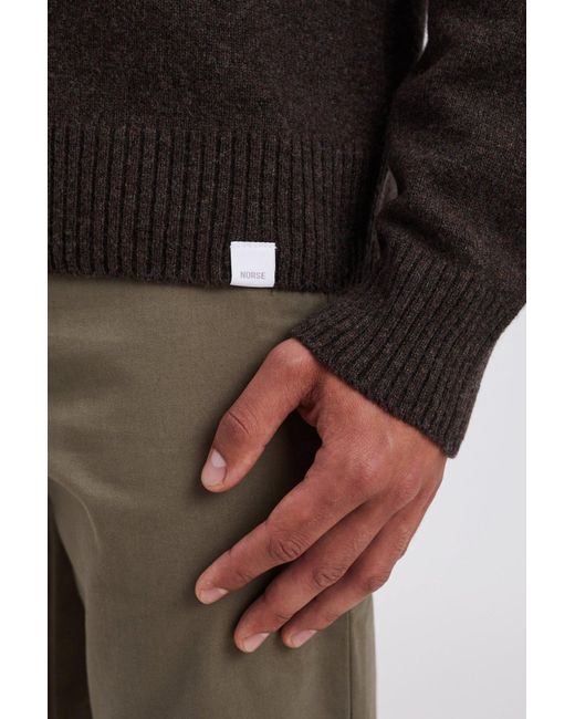 Norse Projects Brown Long-Sleeved Wool Polo Shirt for men
