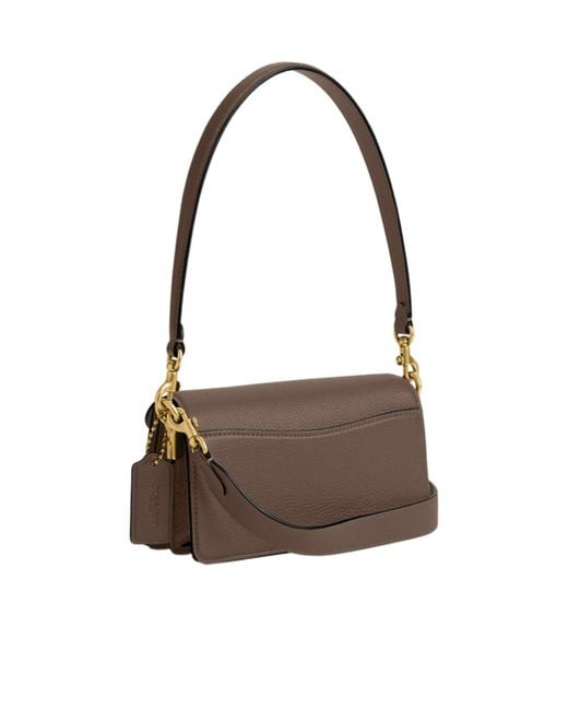 COACH Brown Tabby 20 Logo Plaque Shoulder Bag