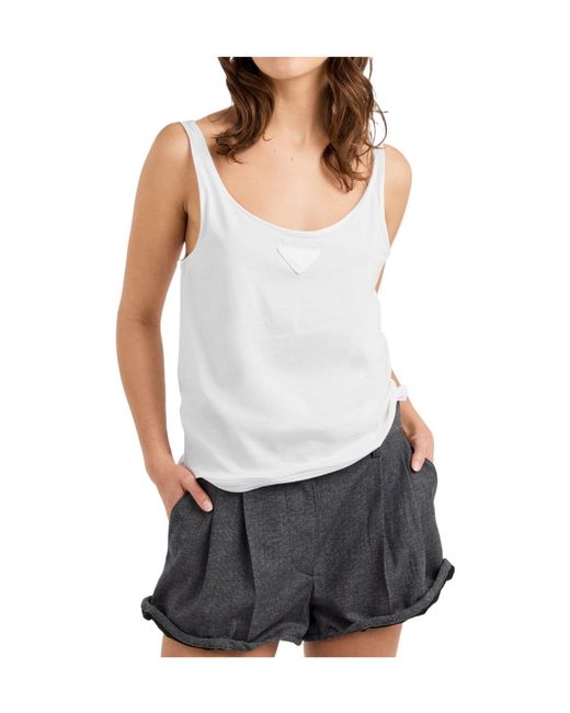 Prada White Scoop-Neck Tank Top