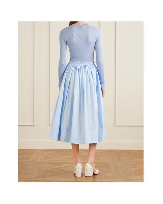 Gabriela Hearst Blue Shiva Gathered Cotton-Poplin Maxi Skirt