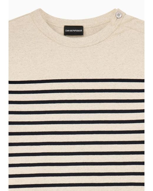 Emporio Armani Natural Apos;S Striped Cotton-Linen Jersey Sweater for men