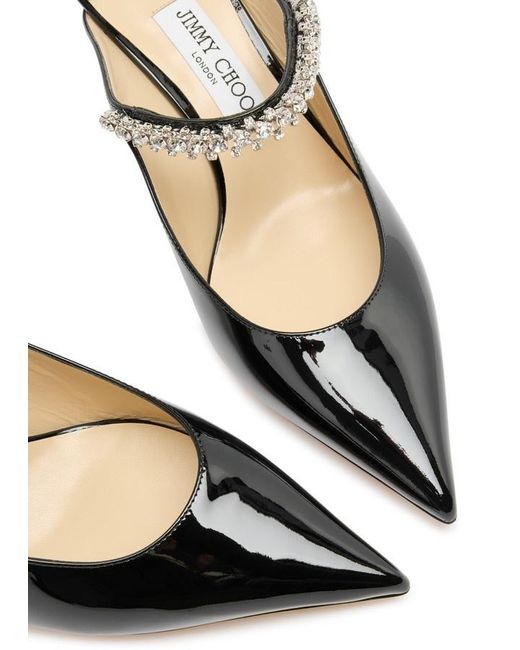 Jimmy Choo Black Bing 65 Embellished Patent Leather Mules