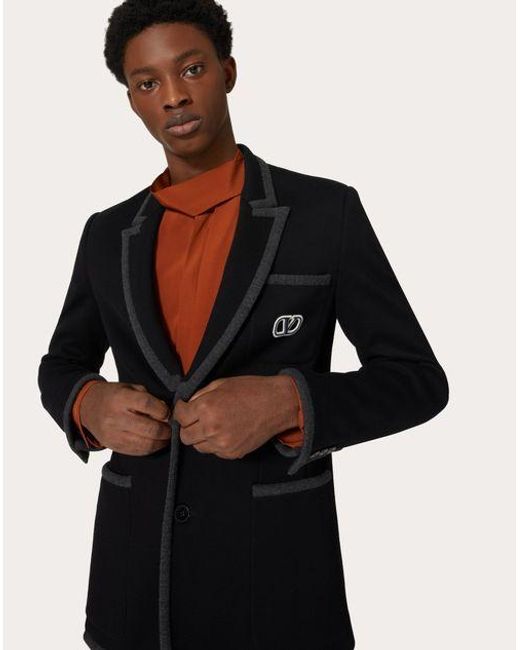 Valentino Black Vlogo Signature Single-Breasted Straight Hem Blazer for men