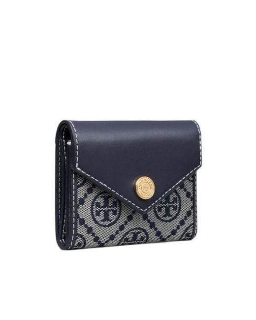 Tory Burch Blue T-Monogram Envelope Wallet