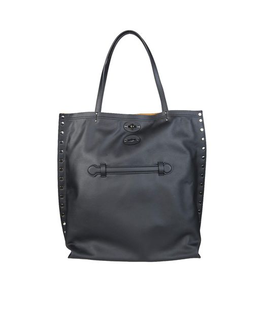 Zanellato Black A'Spasso Foldover Top Medium Tote Bag