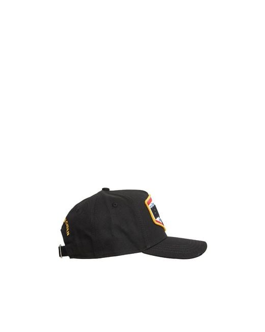 DSquared² Black Logo Patch Baseball Cap for men