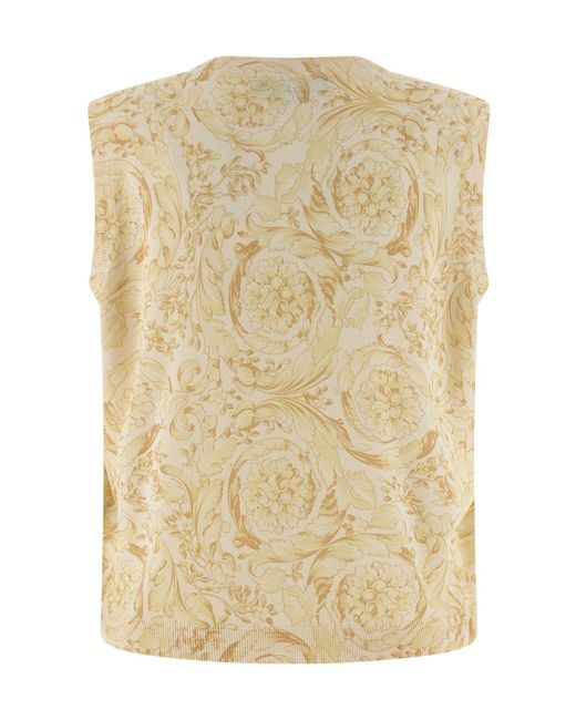 Versace Natural Barocco Sleeveless Knitted Top