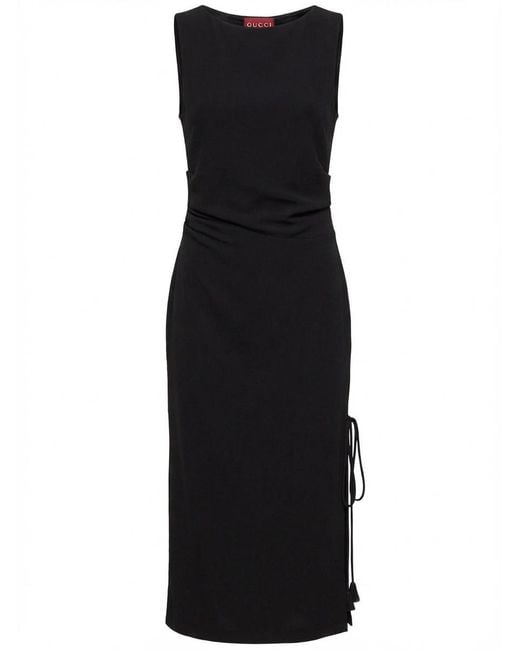 Gucci Black Silk Crêpe Dress With Embroidery