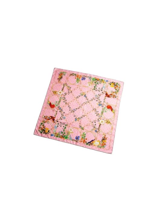 Gucci Pink Printed Gg Silk Twill Carré