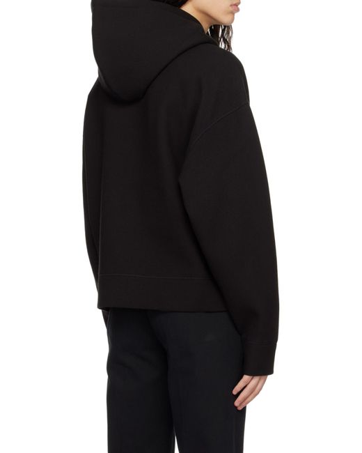 AMI Black Drop-Shoulder Drawstring Hoodie for men