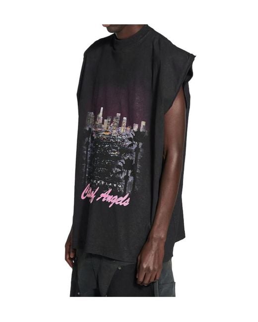 【BALENCIAGA】City Of Angels Sleeveless T-Shirt Balenciaga City Of Angels Printed Sleeveless T-Shirt in