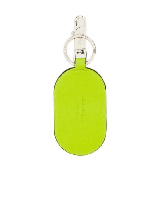 Ferragamo Green Gancini Pattern Key Chain for men