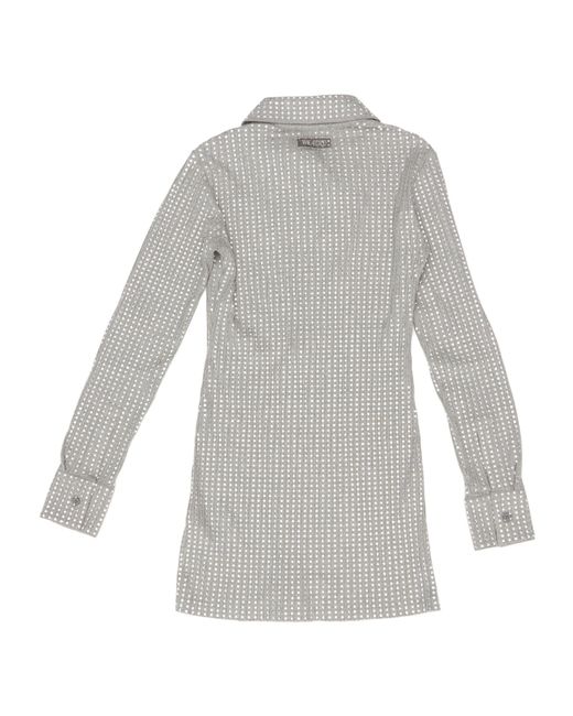 The Attico Gray The Embellished Long-Sleeved Dress