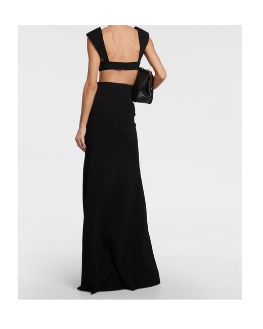 Victoria Beckham Black High-Waisted Midi Skirt