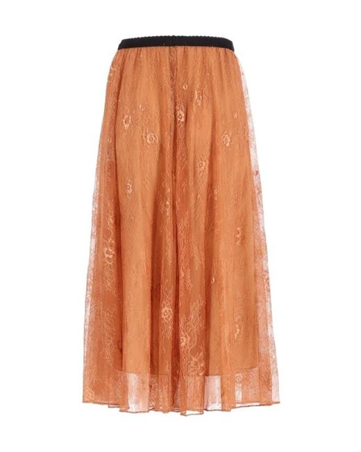 Forte_forte Orange Chantilly Lace Long Skirt