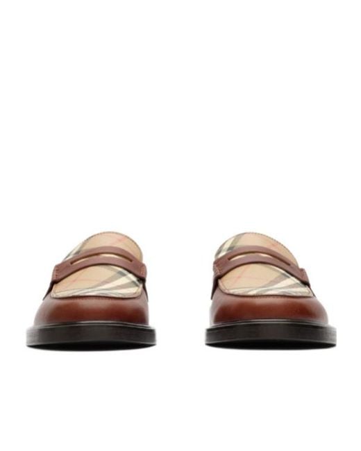Burberry Brown Leather Pembroke Loafers for men