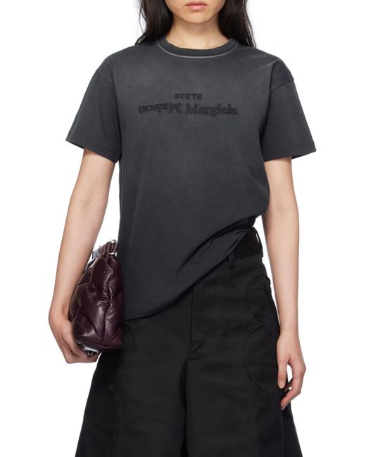 Maison Margiela Black Reverse Logo Detailed Crewneck T-Shirt