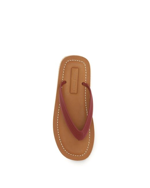Miu Miu Brown Thong-Strap Flip Flops