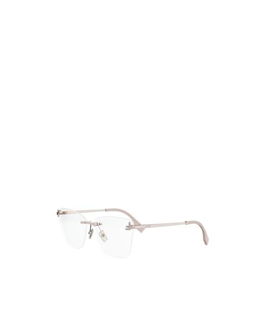 Fendi White Eyewear Rectangle Frame Glasses