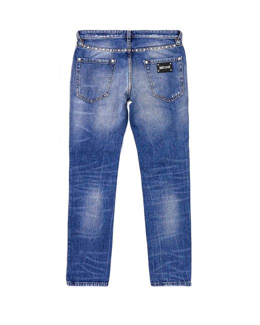 Just Cavalli Blue Ripped Jeans With Details for men