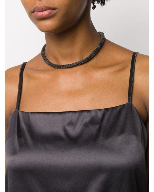 Brunello Cucinelli White Monili Chain Bead Detailed Necklace