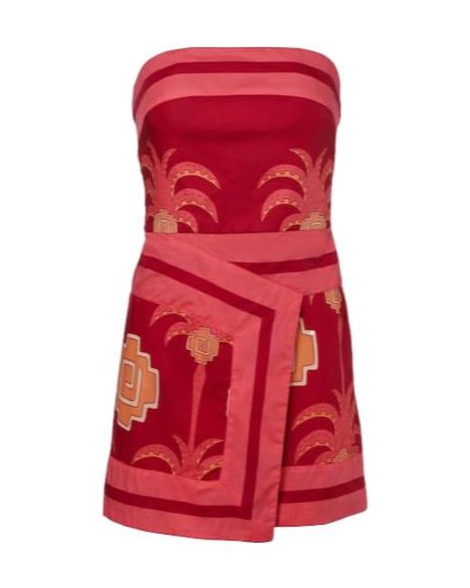 Johanna Ortiz Red Raiz Printed Cotton Minidress