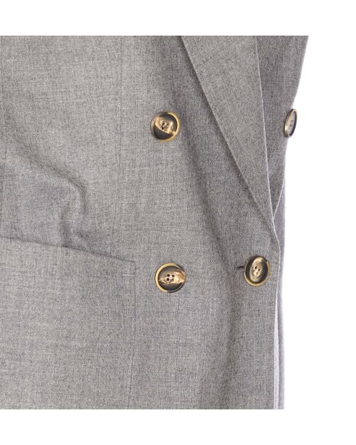 Max Mara Gray Harald Double-Breasted Tailored Blazer