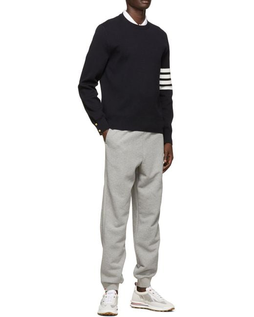 Thom Browne Blue Bar Crewneck Jumper for men