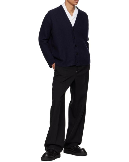 Jil Sander Blue V-Neck Button-Down Cardigan for men