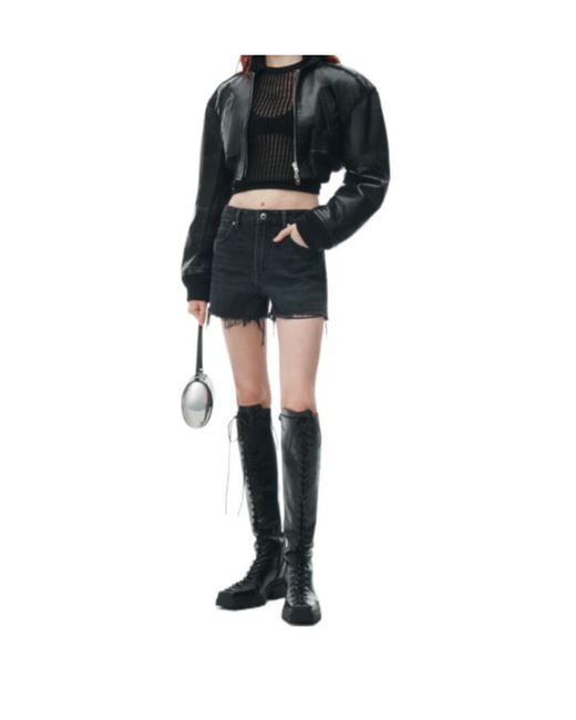 Alexander Wang Black Frayed Edge Denim Shorts